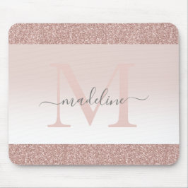 Rosa Rose Gold Glitzer Sparkone Monogramm Mousepad