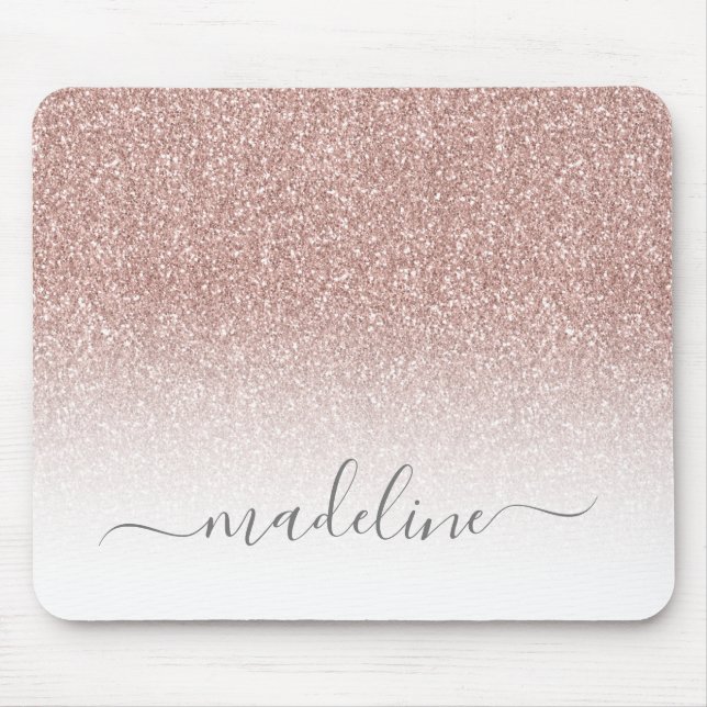 Rosa Rose Gold Glitzer Sparkone Mousepad (Vorne)