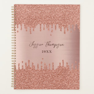 Rosa Rose Gold Glitzer Tropfen Planer