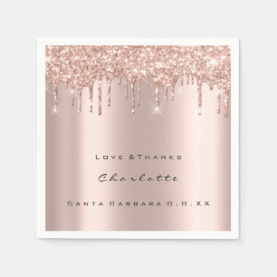 Rosa Rose Gold Glitzer Tropfen Spark Sweet 16 Brid Serviette