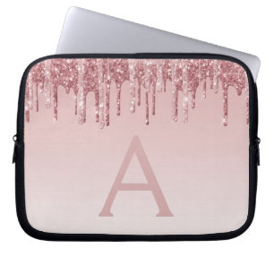 Rosa Rose Gold Glitzer und Sparkle Monogramm Laptopschutzhülle