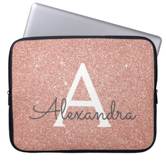 Rosa Rose Gold Glitzer und Sparkle Monogramm Laptopschutzhülle