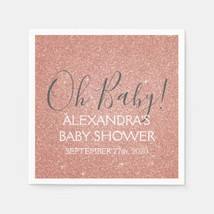 Rosa Rose Gold Glitzer und Sparkle Oh Baby! Serviette