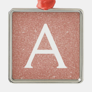 Rosa Rose Gold Glitzer und Sparkone Monogramm Ornament Aus Metall