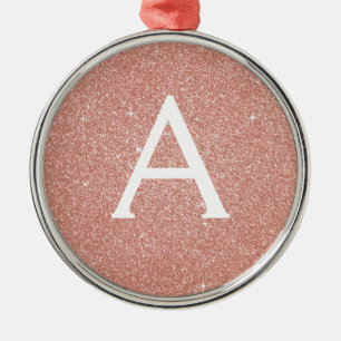 Rosa Rose Gold Glitzer und Sparkone Monogramm Ornament Aus Metall