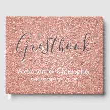 Rosa Rose Gold Glitzer Wedding Guest Book