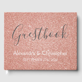 Rosa Rose Gold Glitzer Wedding Guest Book Gästebuch