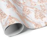 Rosa Rose Gold Glitzer Weihnachtsbaum Marmor Weiß Geschenkpapier<br><div class="desc">Holidays Modern Wrap - dekoriert mit weißer,  grauer Carrara-Textur mit Imitaten Rose Weihnachtsbaum. FlorenzK</div>