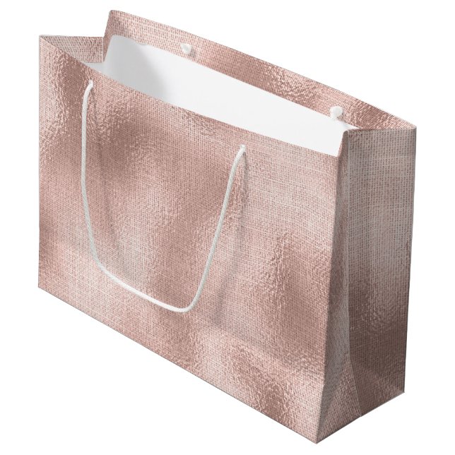 Rosa Rose Gold Große Geschenktüte (Vorderseite Schrägansicht)