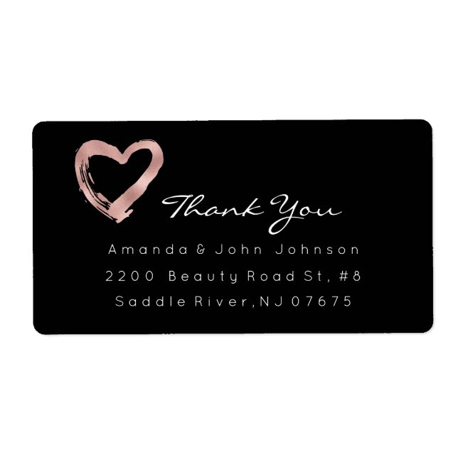 Rosa Rose Gold Heart Pinselstriche Vielen Dank (Vorne)