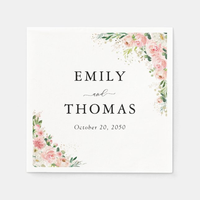 Rosa Rose Gold Hochzeit Napkins Serviette (Vorderseite)
