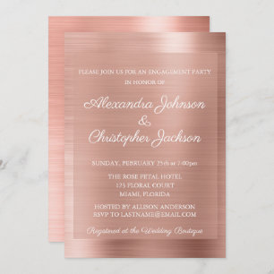Rosa Rose Gold Hochzeitsparty Einladung