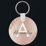 Rosa Rose Gold Imitat Edelstahl Monogramm Schlüsselanhänger<br><div class="desc">Rosa Rose Gold Imitate Edelstahl Metall und Sparkle Glitzer Eleganter Schlüsselanhänger. Diese Schlüsselanhänger können so angepasst werden,  dass sie Ihren Anfangs- und Vornamen enthalten. Diese Schlüsselketten machen Geburtstags-,  Brautparty- oder Junggeselinnen-Abschied-Favoriten großartig.</div>