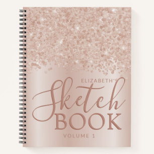 Rosa Rose Gold Individuelle Name Giro Sketchbook Notizbuch