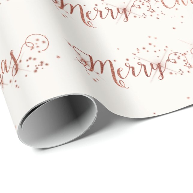 Rosa Rose Gold Ivory White Frohe Weihnachtsschrift Geschenkpapier