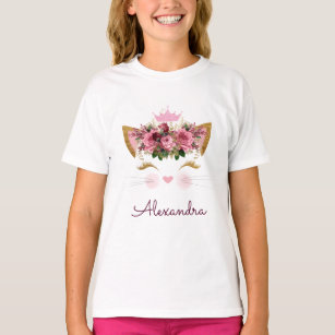 Rosa Rose Gold Kitty Monogram Birthday T-Shirt
