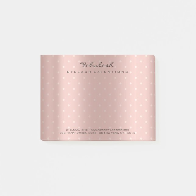 Rosa Rose Gold Kleine Polka Dots VIP Post-it Klebezettel (Vorderseite)