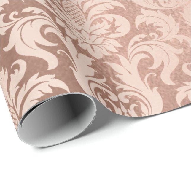 Rosa Rose Gold Kupfer Metallic Royal Antoniette Geschenkpapier (Rolleneckpunkt)