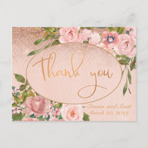 Rosa Rose Gold Kupfer Vielen Dank für Ihre Hochzei Postkarte