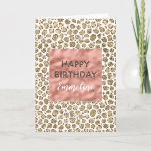 Rosa Rose Gold Leopard Print Glitzer Karte