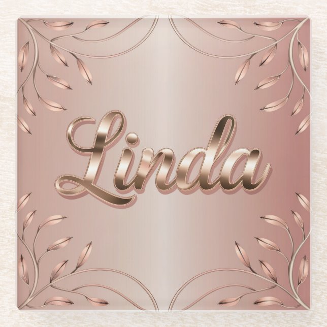 Rosa Rose Gold Linda Untersetzer (Vorderseite)