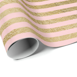 Rosa Rose Gold Lines Paris Geschenkpapier