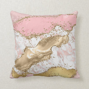 Rosa Rose Gold Marmor Glitzer Glam Agate Kissen