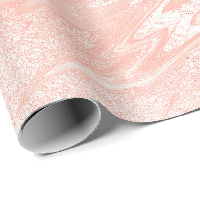 Rosa Rose Gold Marmor Molten Pastel Shiny Girly Geschenkpapier (Rolleneckpunkt)
