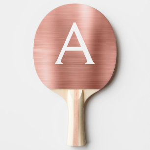 Rosa Rose Gold Metallic Foil Monogramm Tischtennis Schläger