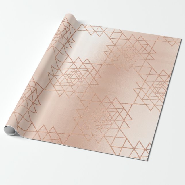 Rosa Rose Gold Metallic Gold Hexagon Geometrie Geschenkpapier (Ungerollt)