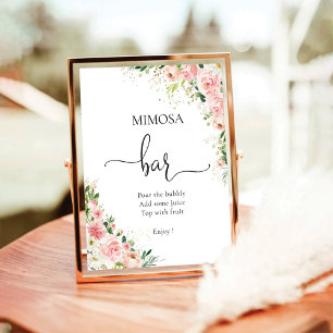 Rosa Rose Gold Mimosa Bar Sign Sockelschild