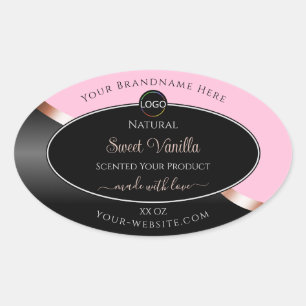 Rosa Rose Gold mit Logo-Produktkennzeichnungen Ovaler Aufkleber
