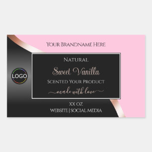 Rosa Rose Gold mit Logo-Produktkennzeichnungen Rechteckiger Aufkleber