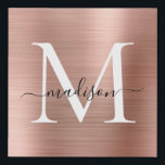 Rosa Rose Gold Monogramm Girly Script Pinsel Metal Künstlicher Leinwanddruck<br><div class="desc">Rosa Rose Gold Monogramm Girly Script Pinsel Metal Imitat Canvas Print</div>