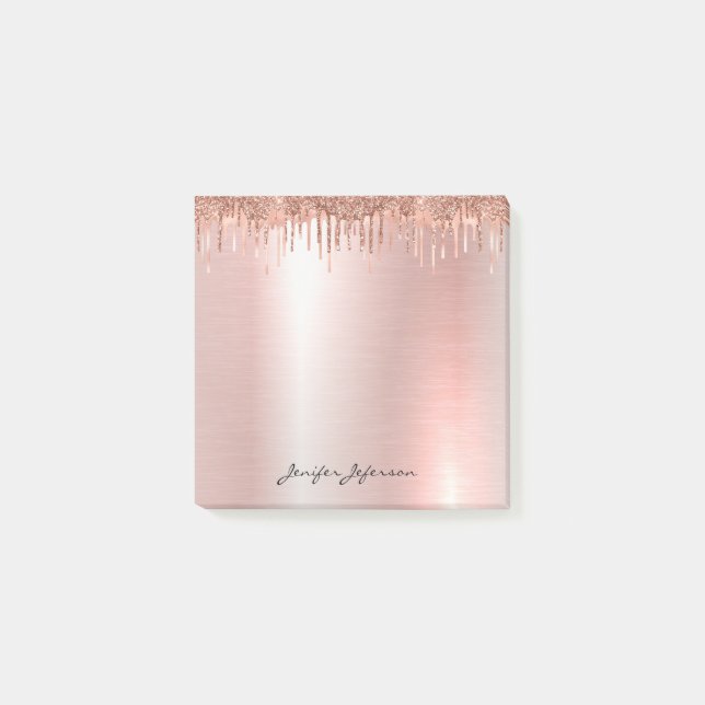 Rosa Rose Gold Name Post-it®-Notizen Post-it Klebezettel (Vorderseite)