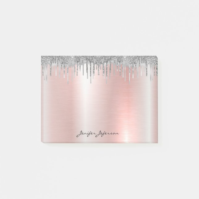Rosa Rose Gold Name Post-it®-Notizen Post-it Klebezettel (Vorderseite)