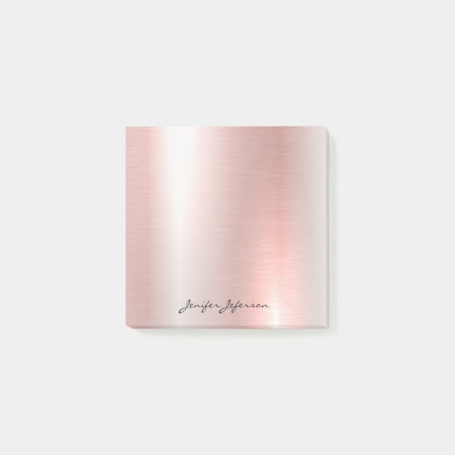 Rosa Rose Gold Name Post-it®-Notizen Post-it Klebezettel (Vorderseite)