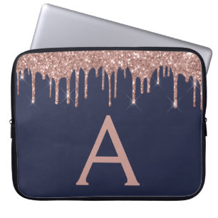 Rosa Rose Gold Navy Blauer Glitzer Sparkone Laptopschutzhülle