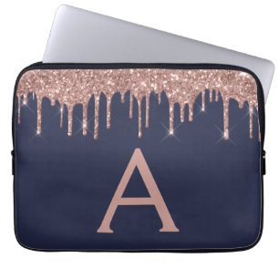 Rosa Rose Gold Navy Blauer Glitzer Sparkone Laptopschutzhülle