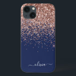 Rosa Rose Gold Navy Blue Glitzer Monogram Ca Case-Mate iPhone Hülle<br><div class="desc">Rose Gold - Blush Pink und Navy Blue Imitate Sparkle und Dripping Glitzer gebürstete Metal Monogram Name und Anfangssondo Telefon. Das macht den perfekten 16 Geburtstag,  Hochzeit,  Brautparty,  Jubiläum,  Babydusche oder Junggeselinnen-Abschied Geschenk für jemanden,  der Lieben glamourösen Luxus und schicke Stile.</div>