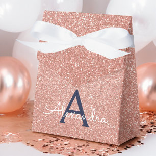 Rosa Rose Gold Navy Blue Glitzer Sparkgram Monogra Geschenkschachtel