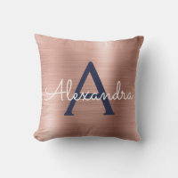 Rosa Rose Gold Navy Blue Monogram Name