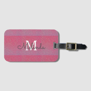 Rosa Rose Gold Ombre Girly Monogram Anfangsname Gepäckanhänger