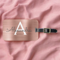 Rosa Rose Gold Pinsel Metal Script Monogram Niedli
