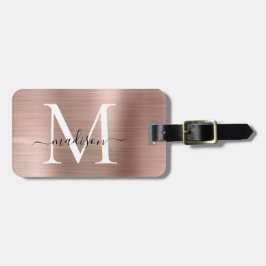Rosa Rose Gold Pinsel Metal Script Monogram Niedli Gepäckanhänger