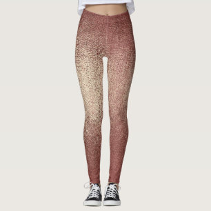 Rosa Rose Gold Powder Glitzer Funkelnd Glam Schwar Leggings