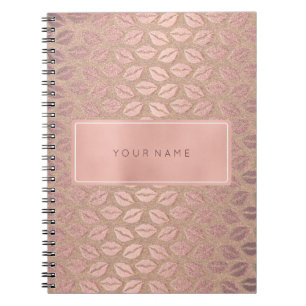 Rosa Rose Gold Powder Metallic Kiss Notizblock