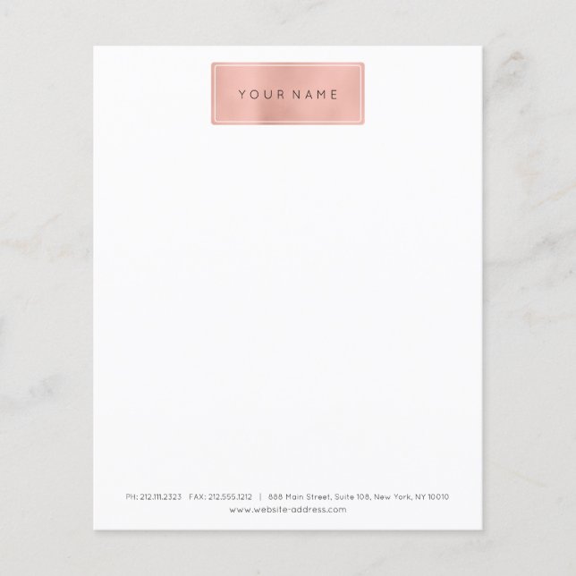 Rosa Rose Gold Powder Metallic Stylist Letter Head Flyer (Vorne)