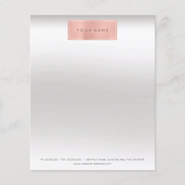 Rosa Rose Gold Powder Metallic Stylist Letter Head Flyer (Vorne)