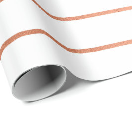Rosa Rose Gold Rose Weiße Streifen Linien Geschenkpapier